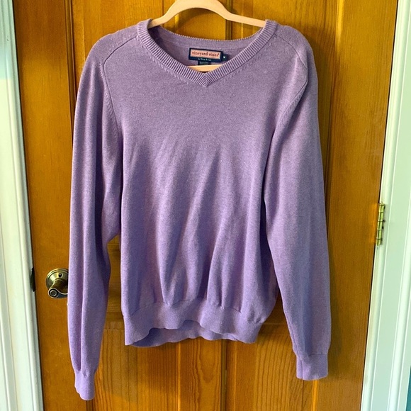 Vineyard Vines By‎ Shep & Ian Mens or Womens Purple V-Neck Pullover Sweater Med - Picture 1 of 3